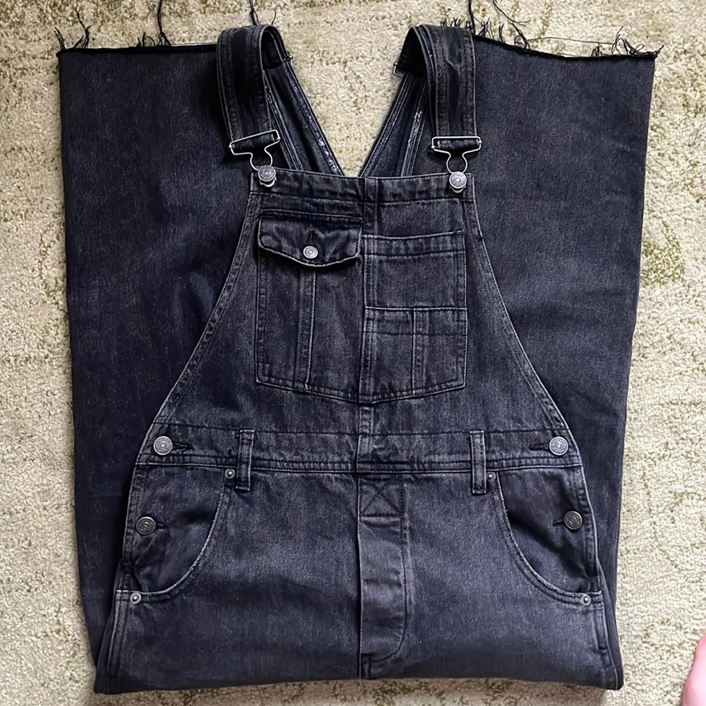 Free People Black Denim Overalls